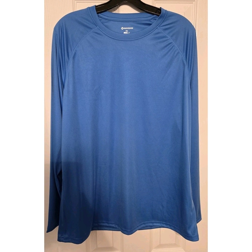 Mens 2XL Naviskin Sun Protection UPF 50+ UV Outdoor Long Sleeve Shirt BLUE NWT